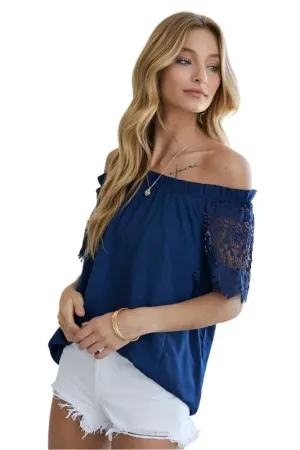 TEEK - Crochet Lace Sleeveless Off Shoulder Top