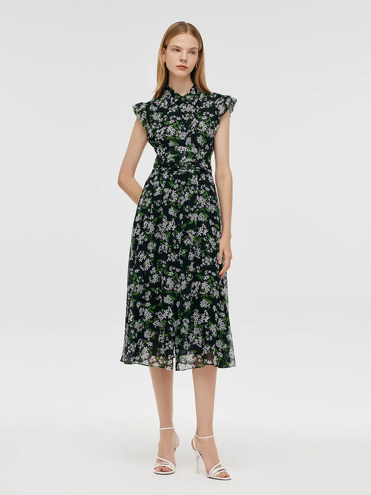 10 Momme Mulberry Silk Tied Back Women Midi Dress