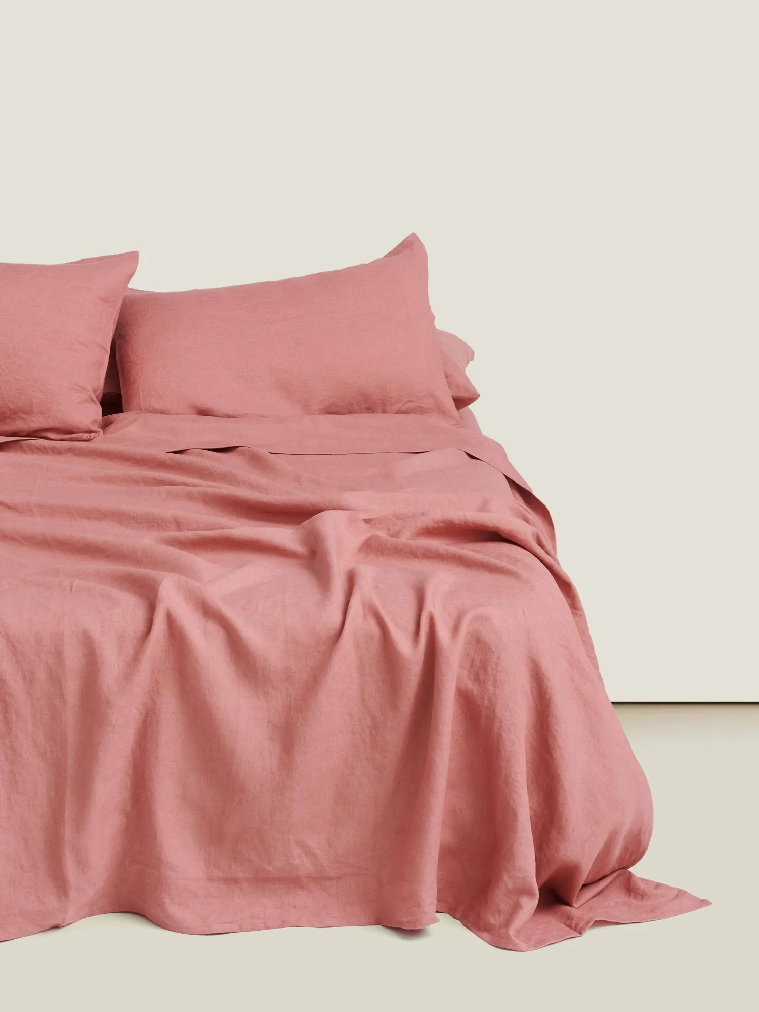 100% Linen Flat Sheet in Vintage Pink