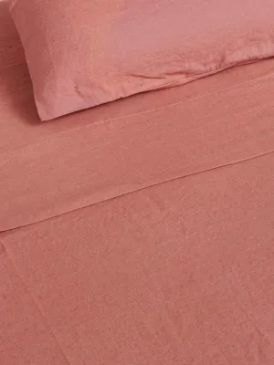 100% Linen Flat Sheet in Vintage Pink