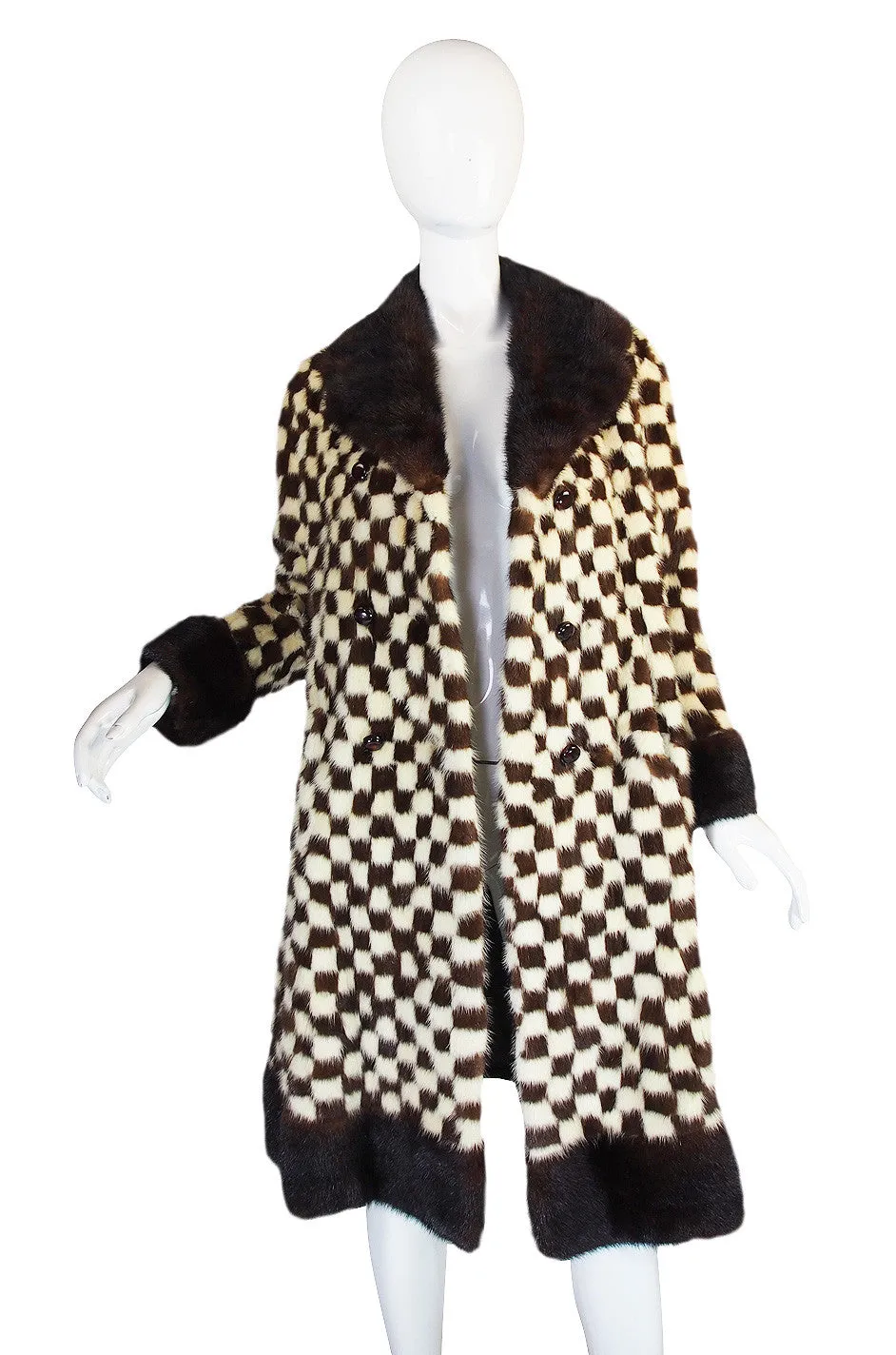 1950s Schiaparelli Incredible Checked Mink Coat