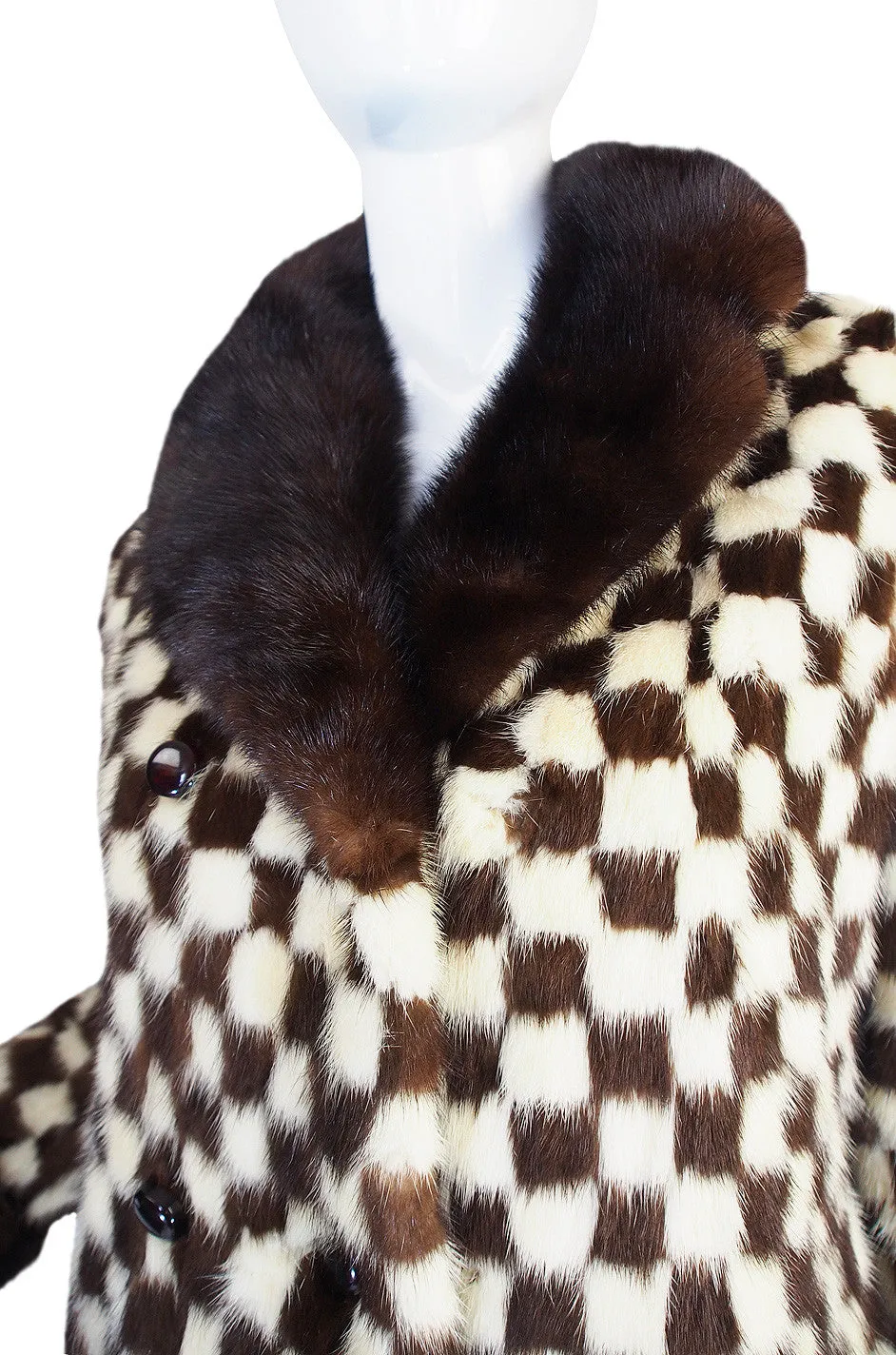 1950s Schiaparelli Incredible Checked Mink Coat