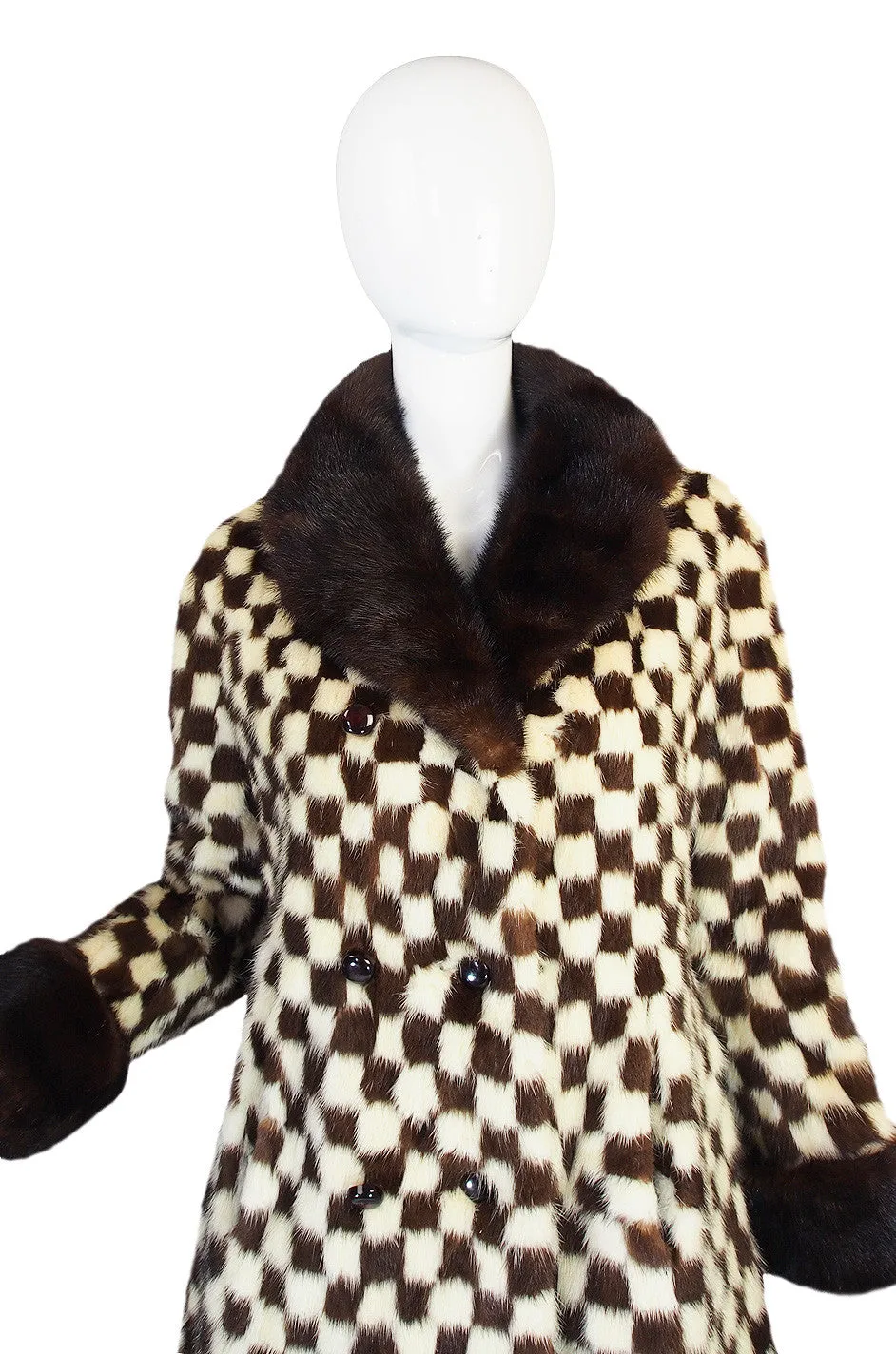 1950s Schiaparelli Incredible Checked Mink Coat