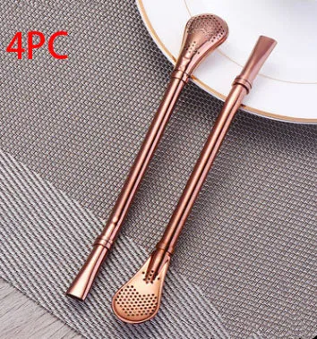 304 Stainless Steel Residue Filter Straws Spoon