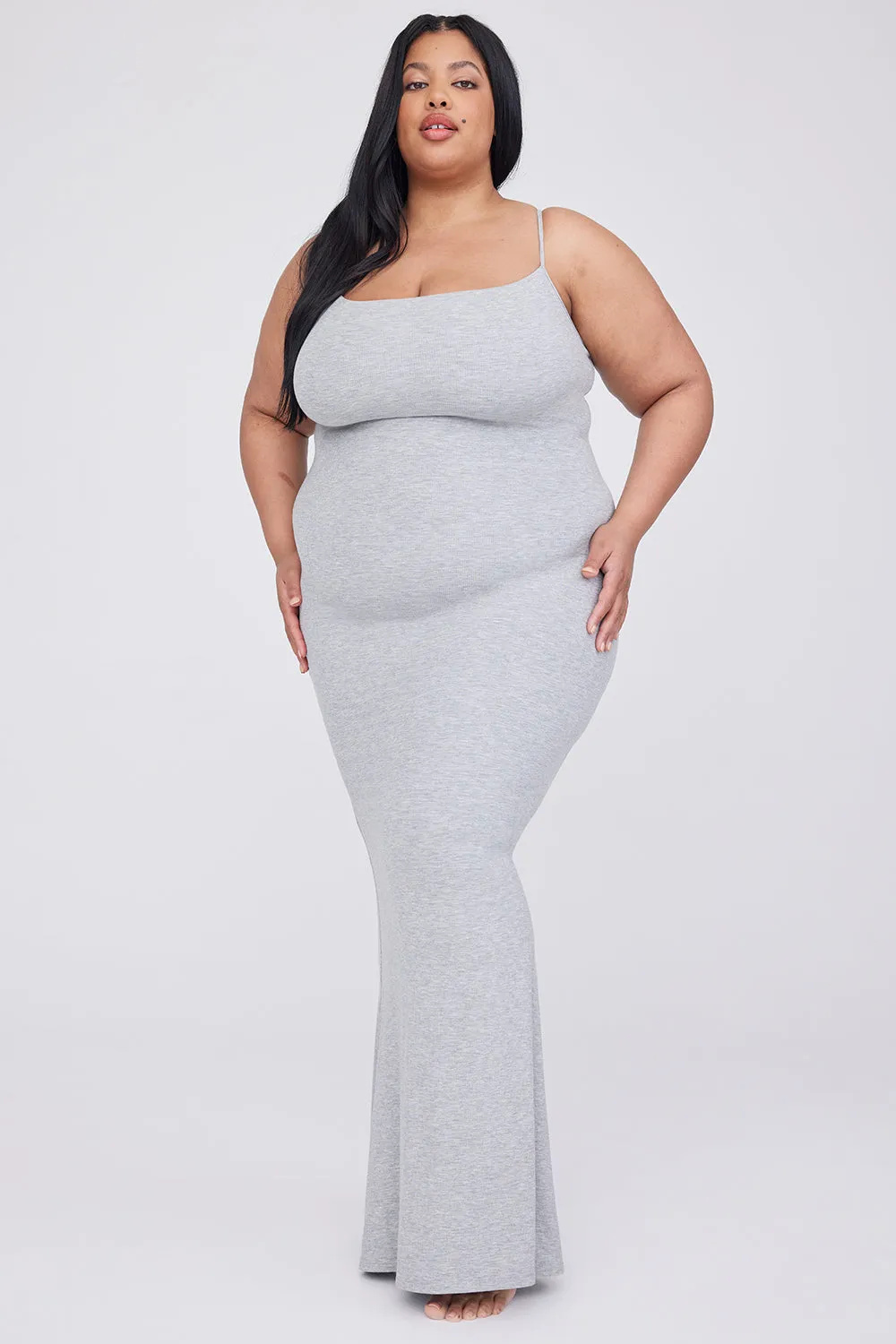 365 SCULPTING LOUNGE CAMI MAXI DRESS - GREY MARL