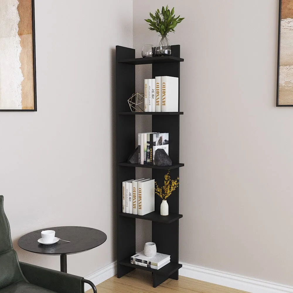 5 Tier Bookshelf Shelf Storage Shelving Unit Corner Rack Display Stand