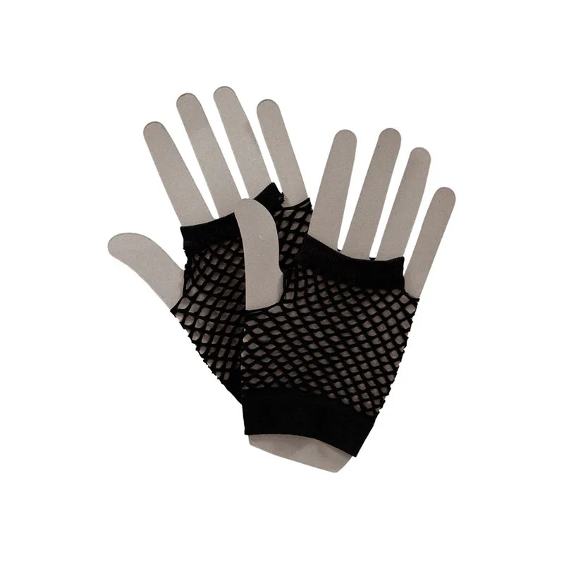 80's Short Fishnet Gloves Black