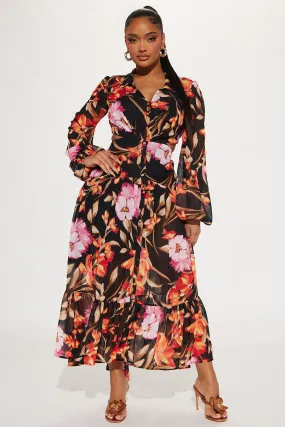 Adore Floral Maxi Dress - Black/combo