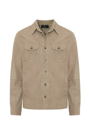 Adrien Suede Leather Overshirt - Vison