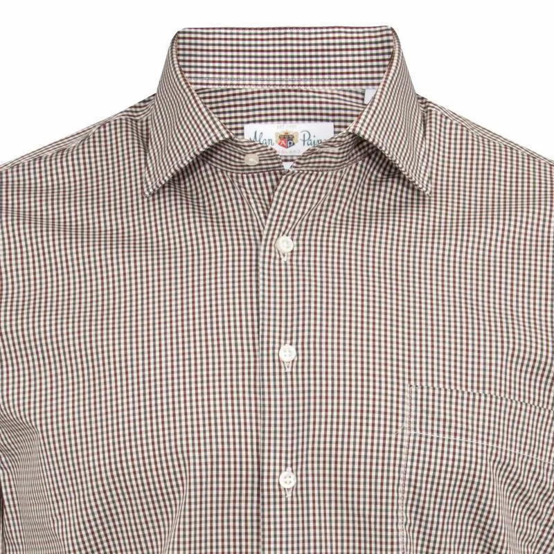 Alan Paine Dunsdale Mens Cotton Shirt - Burgundy Check