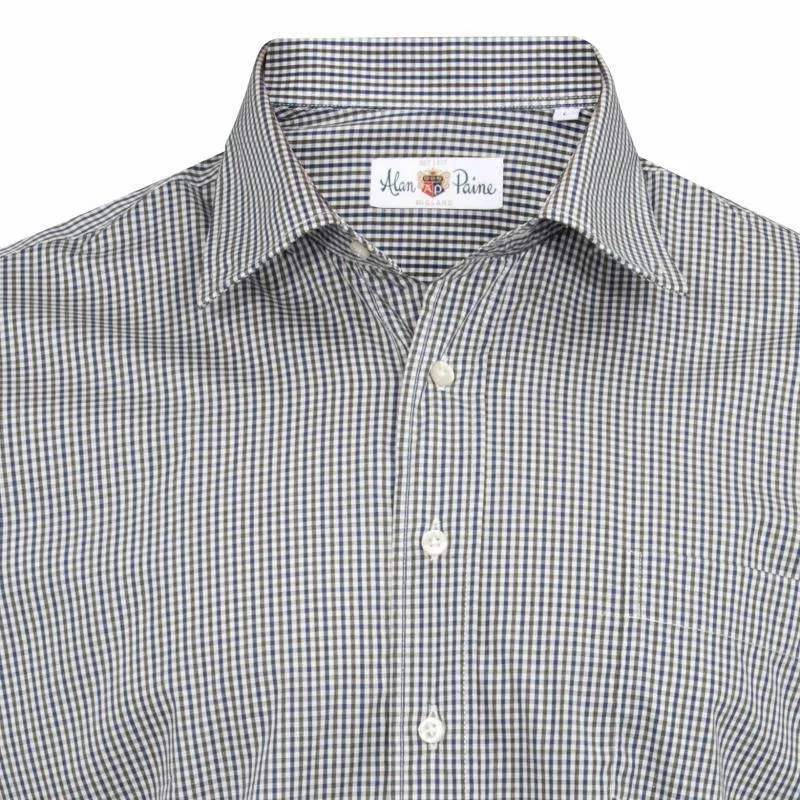 Alan Paine Dunsdale Mens Cotton Shirt - Navy Check