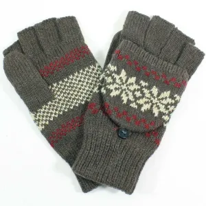 Angora Flip Top Snowflake Mitten Gloves