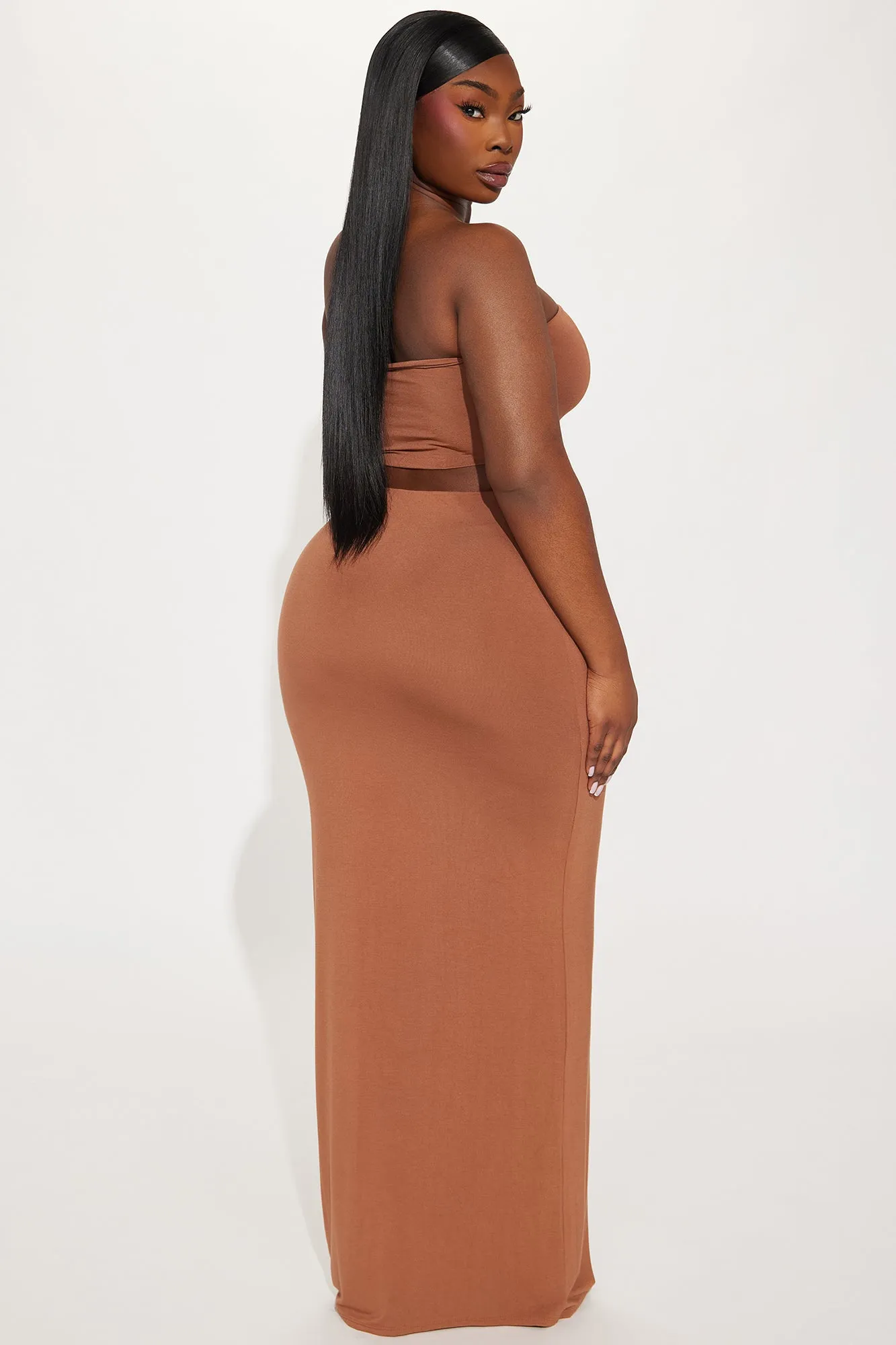 Another Time Double Lined Skirt Set - Mocha