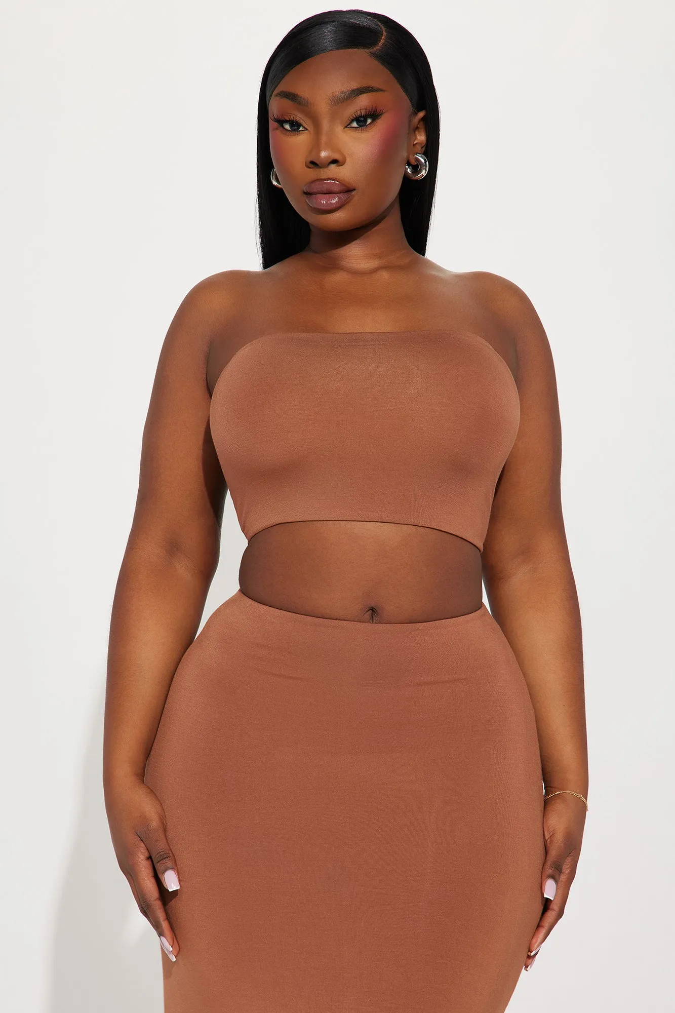 Another Time Double Lined Skirt Set - Mocha