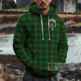 Anstruther Tartan Cotton Hoodie with Family Crest