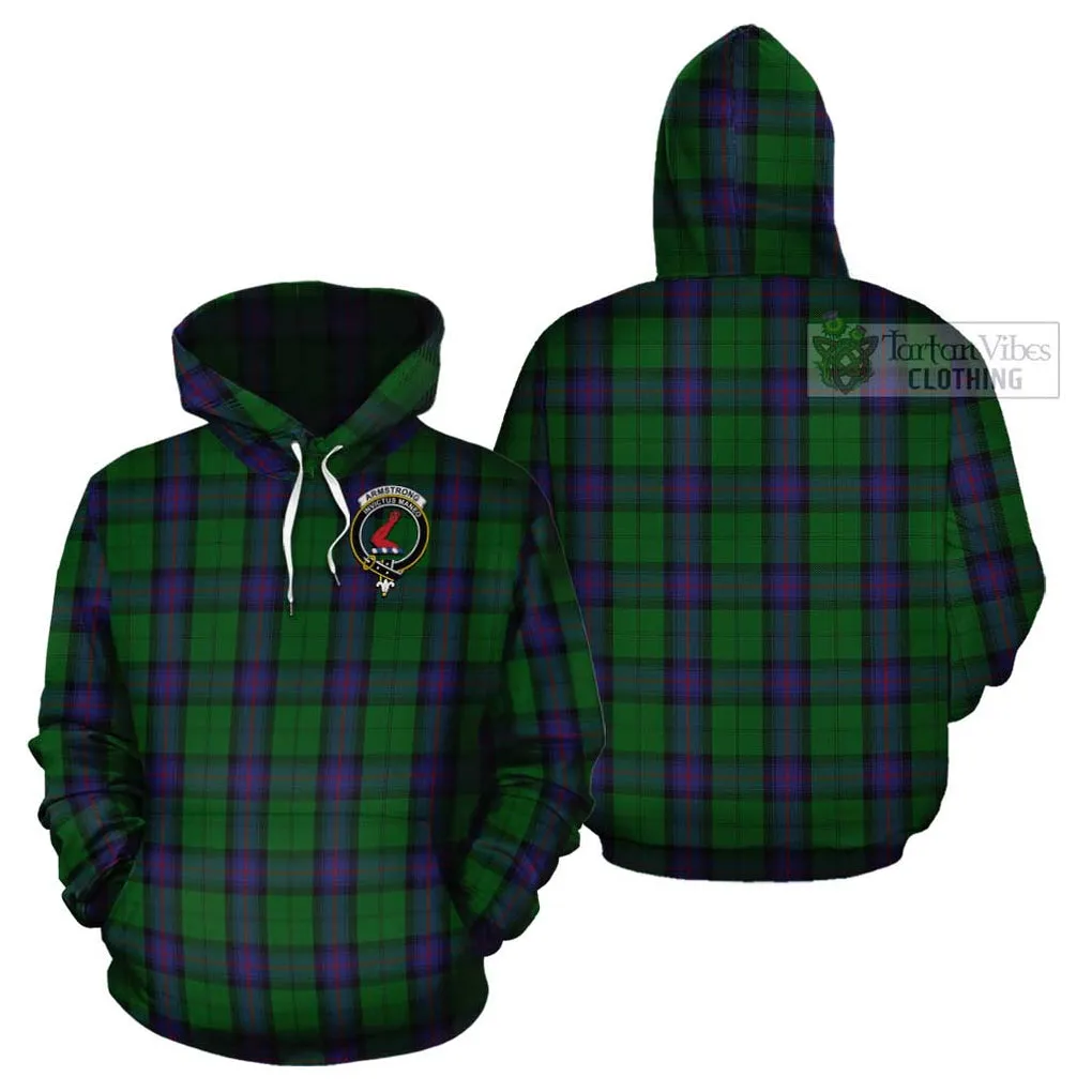 Armstrong Tartan Cotton Hoodie with Family Crest