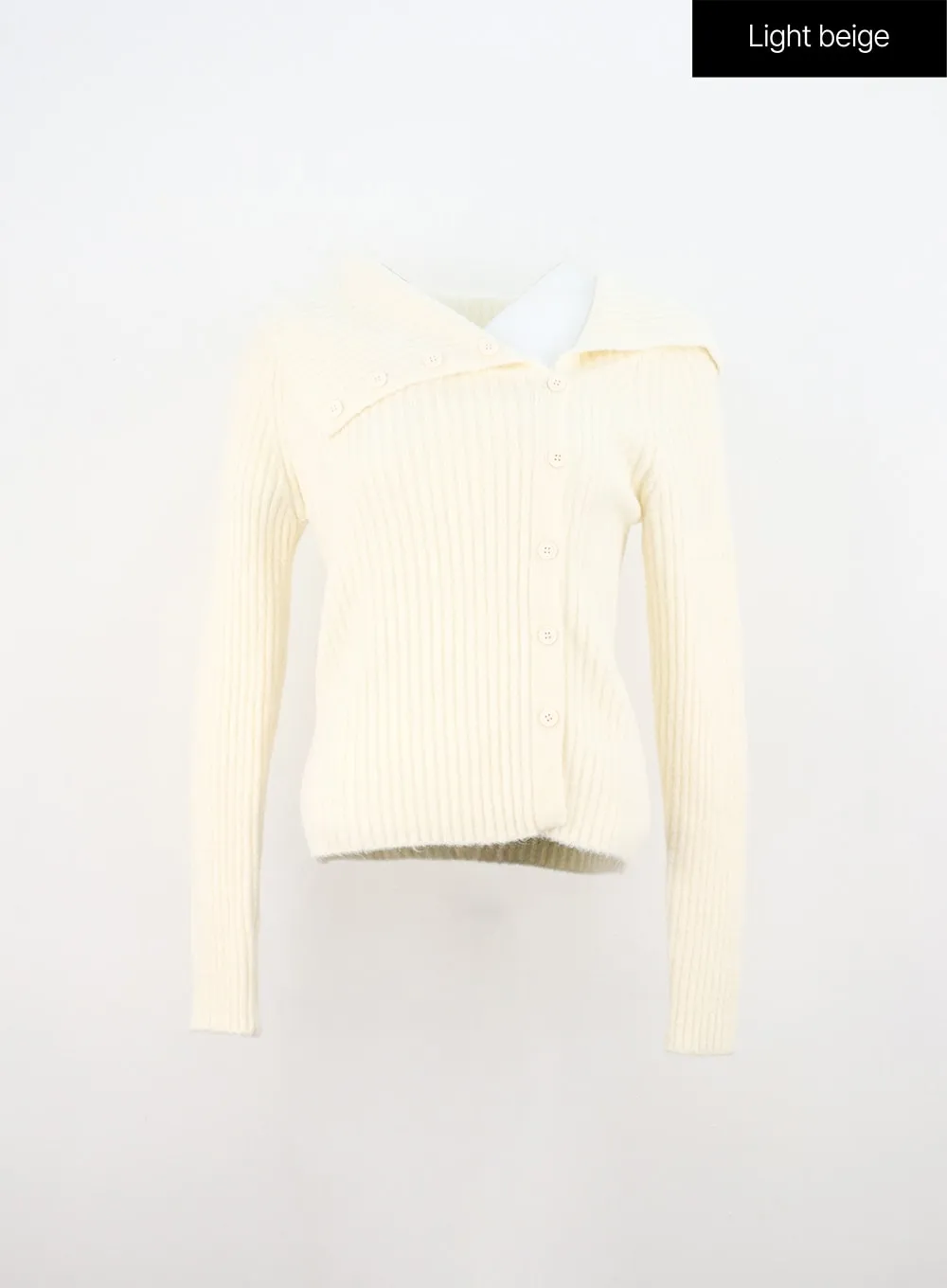 Asymmetrical Button Open Collar Knit Sweater ON313