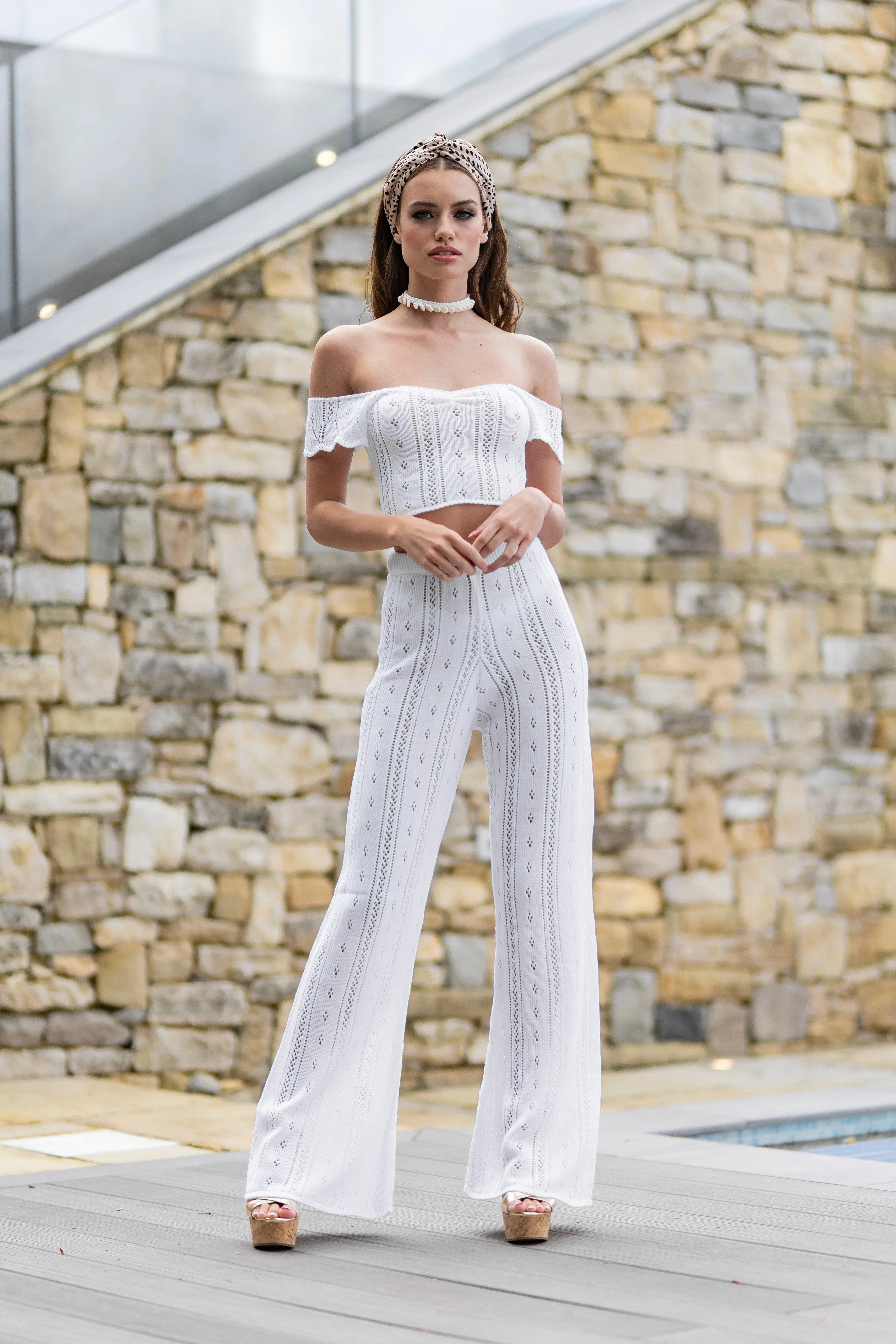 'AYLA' Knitted Co ord Trouser White - CTJ010