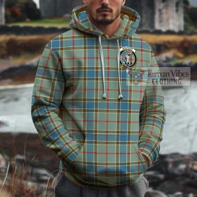 Balfour Blue Tartan Cotton Hoodie with Family Crest