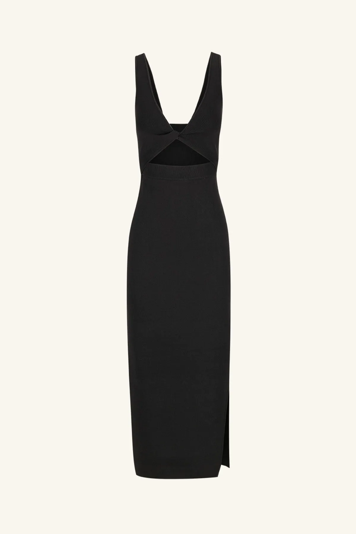 BASIC TWIST FRONT MIDI DRESS - BLACK