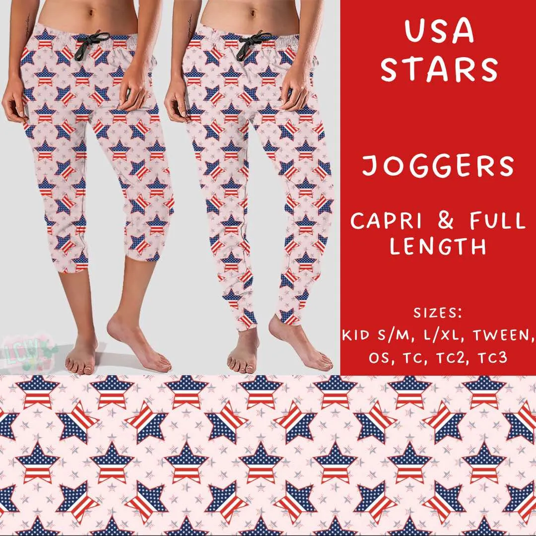 Batch #186 - Vote Collection - Closes 8/27 - ETA early Oct. - USA Stars Full and Capri Length Joggers