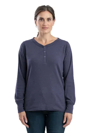 'Berne' Women's Heavyweight Henley - Steel Blue