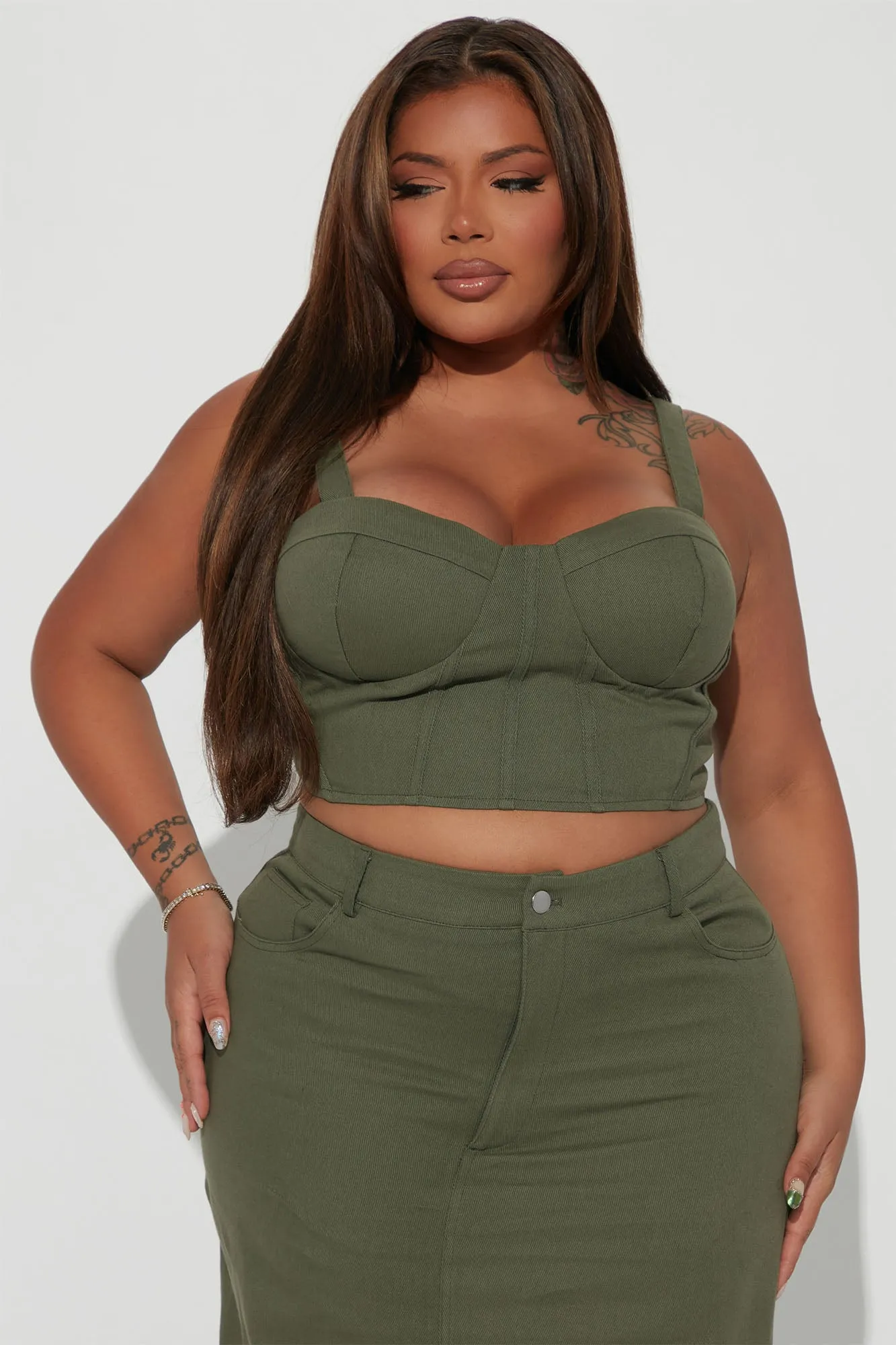 Best Moment Skirt Set - Olive