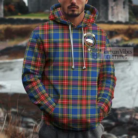 Bethune Tartan Cotton Hoodie with Family Crest