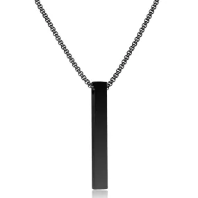 Black Bar Pendant Chain Necklace For Men