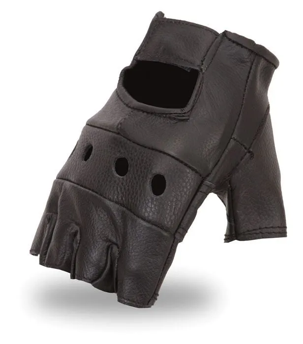 Black Fingerless Leather Gloves