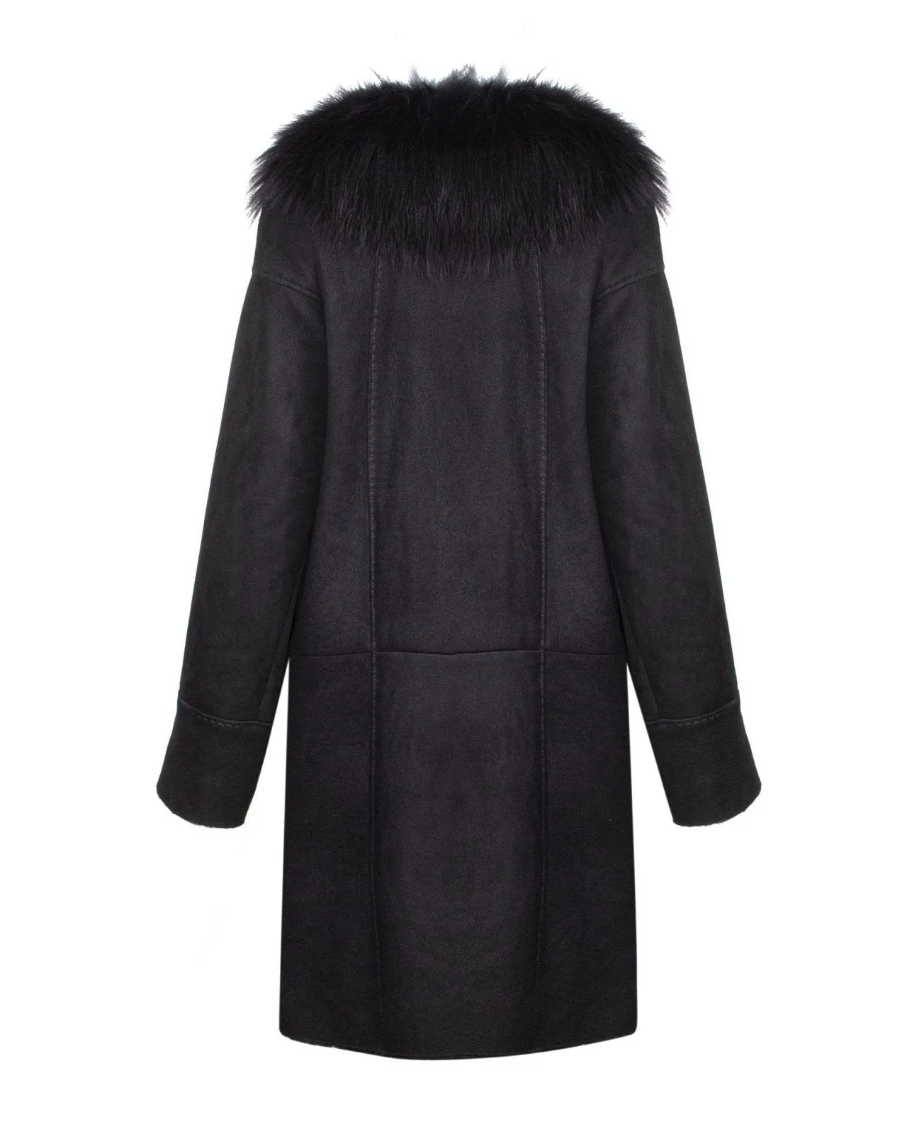 Black Long Suede Leather Coat