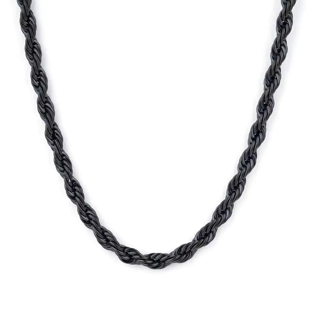 Black Rope Chain Necklace For Men (22 Inch)