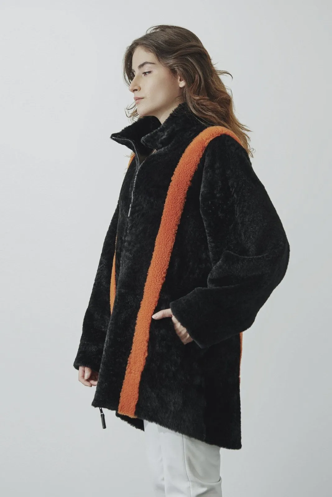 Black Shearling Double Face Leather & Fur Coat