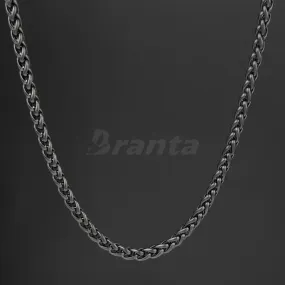 Black Stainless Steel Wheat Chain For Men (21.5 Inch)