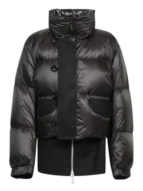 Black Wool Short Puffer Jacket