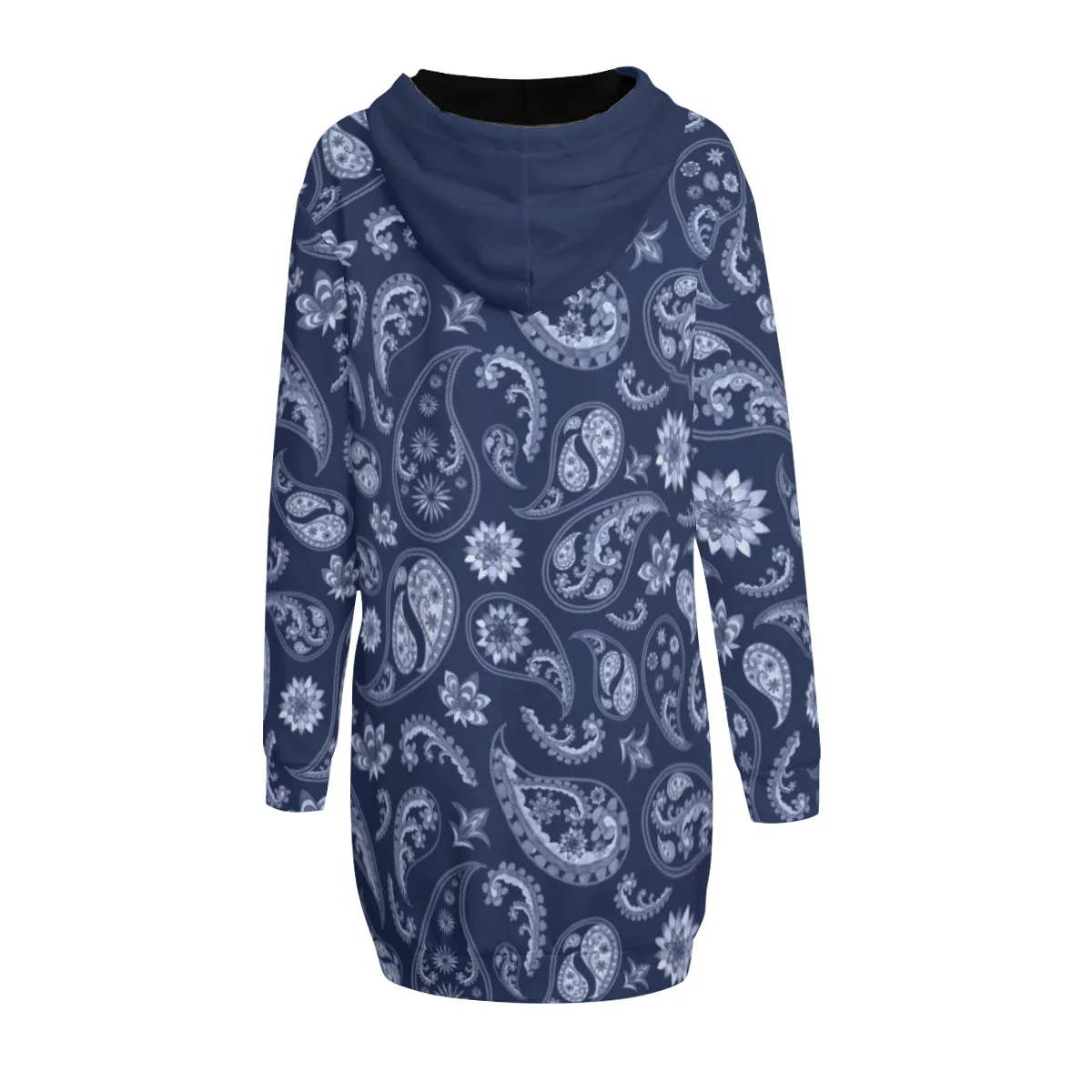 Blue & White Paisley Hoodie Sweat Dress