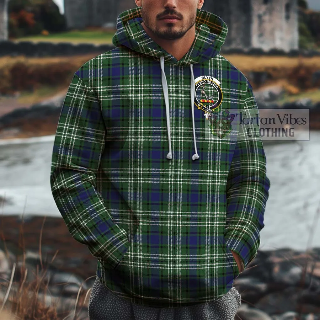 Blyth Tartan Cotton Hoodie with Family Crest