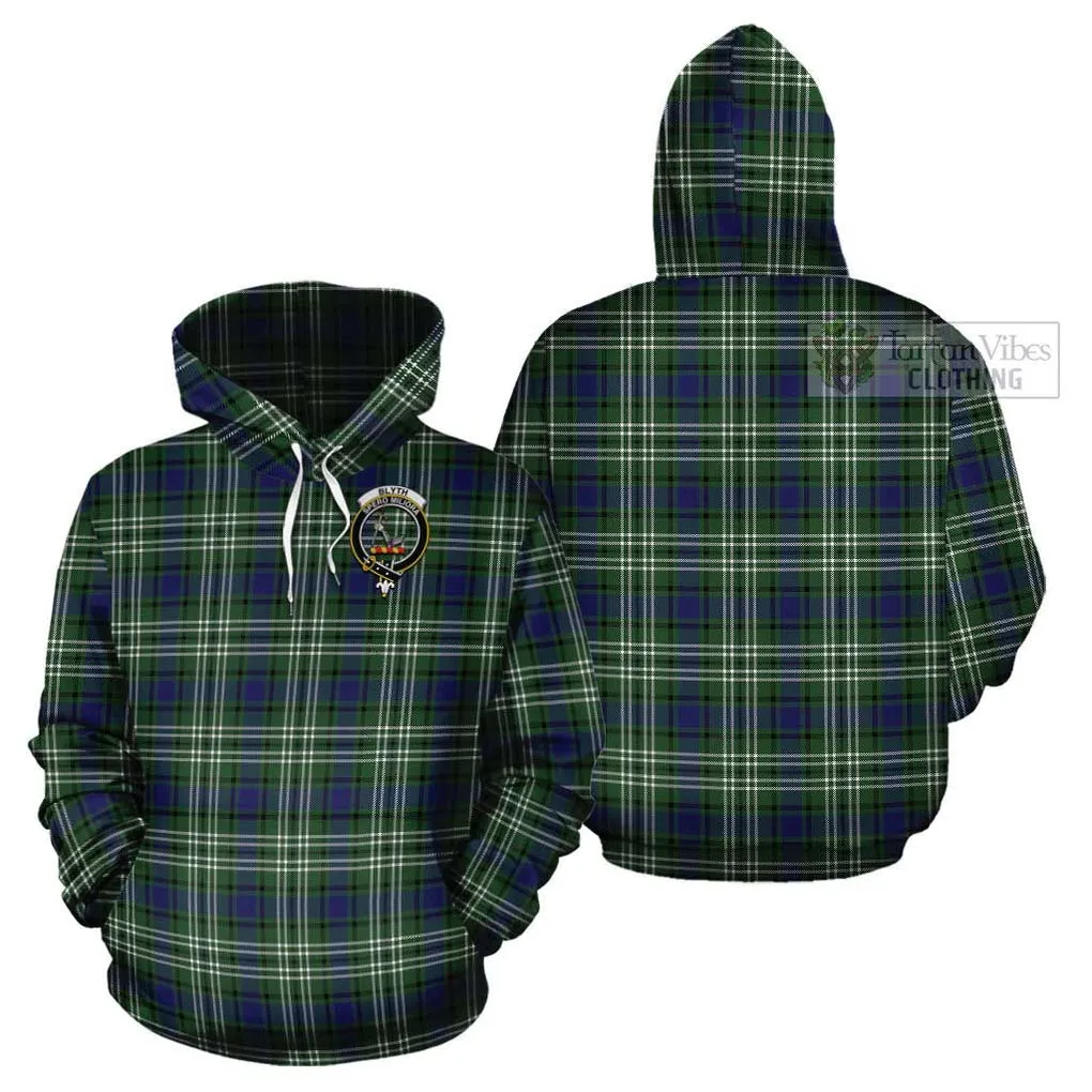 Blyth Tartan Cotton Hoodie with Family Crest