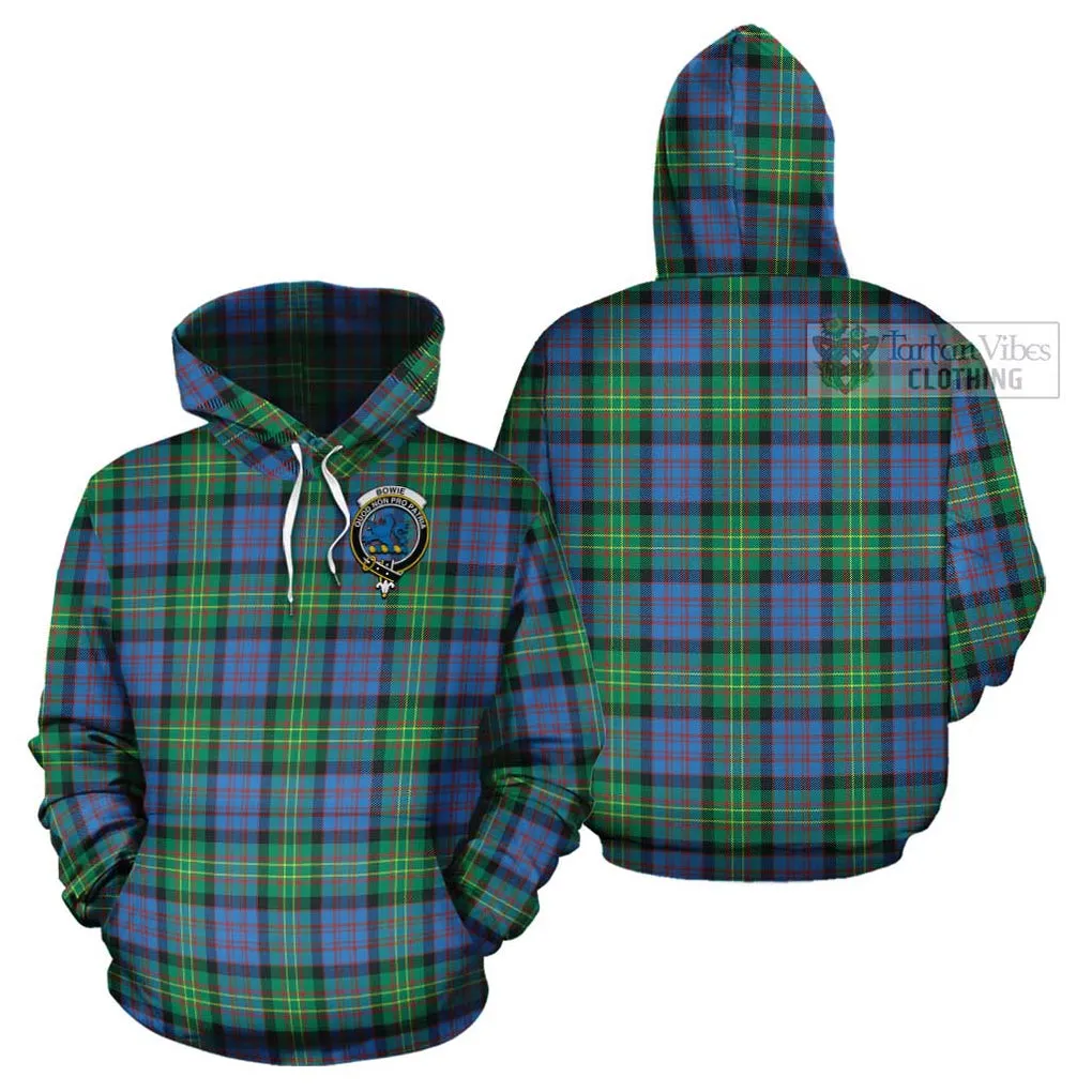 Bowie Ancient Tartan Cotton Hoodie with Family Crest