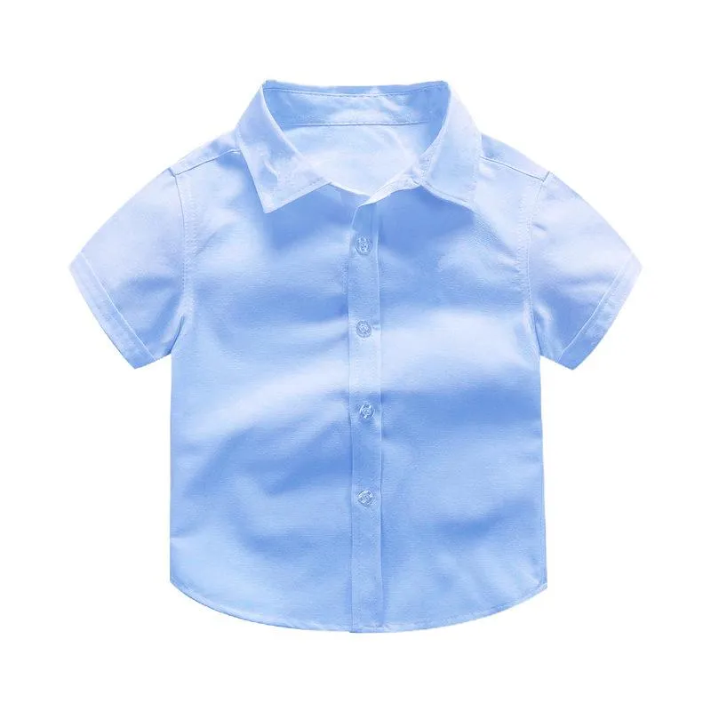 Boys' Premium Short Sleeve Blue Dress Shirt