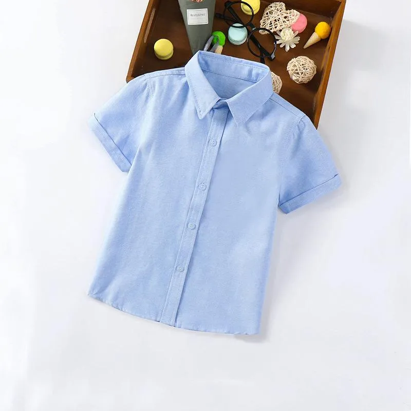 Boys' Premium Short Sleeve Blue Dress Shirt