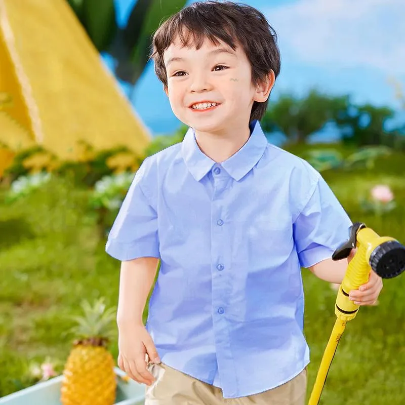 Boys' Premium Short Sleeve Blue Dress Shirt