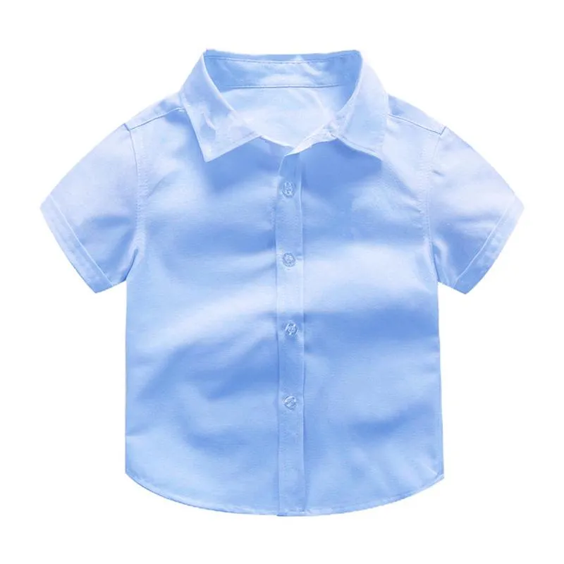 Boys' Premium Short Sleeve Blue Dress Shirt