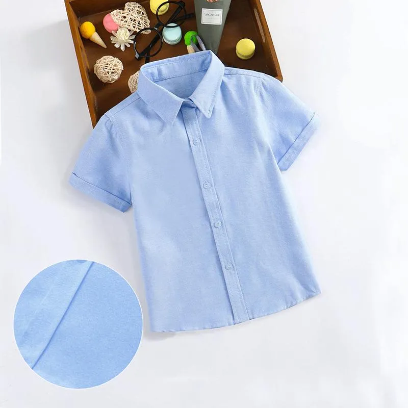 Boys' Premium Short Sleeve Blue Dress Shirt