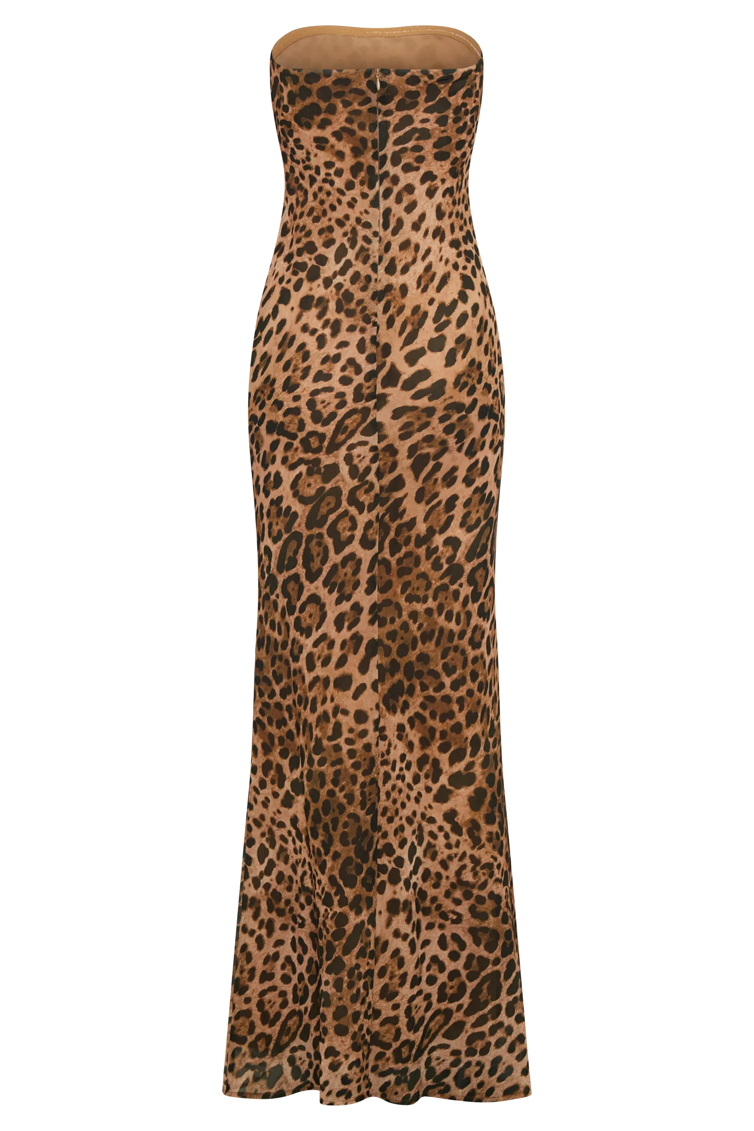 Breanna Strapless Chiffon Maxi Dress - Leopard Print