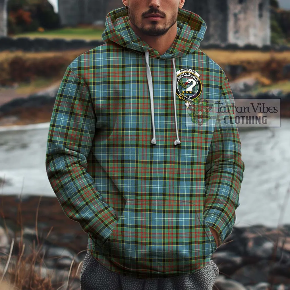 Brisbane Tartan Cotton Hoodie with Family Crest