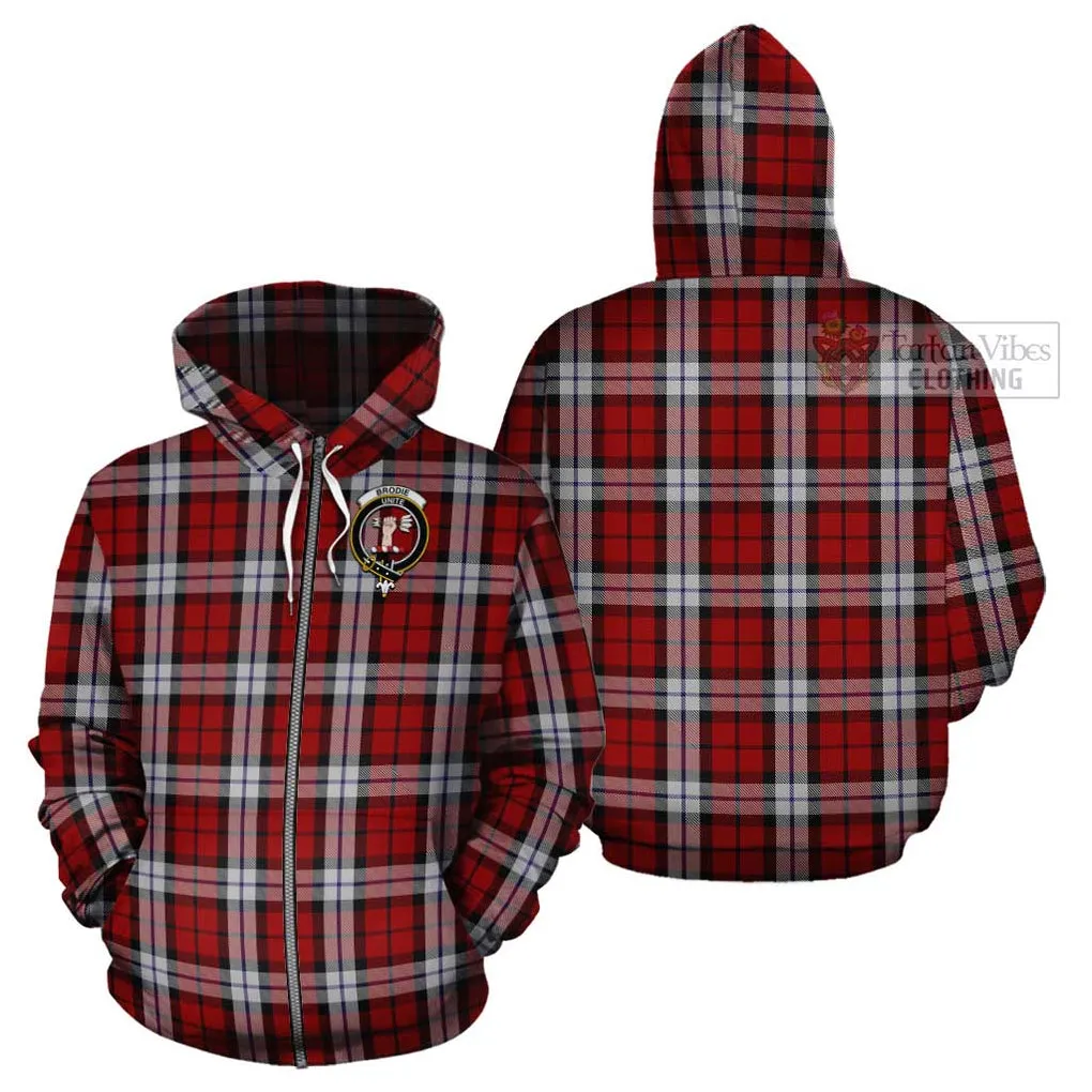 Brodie Dress Tartan Cotton Hoodie with Family Crest