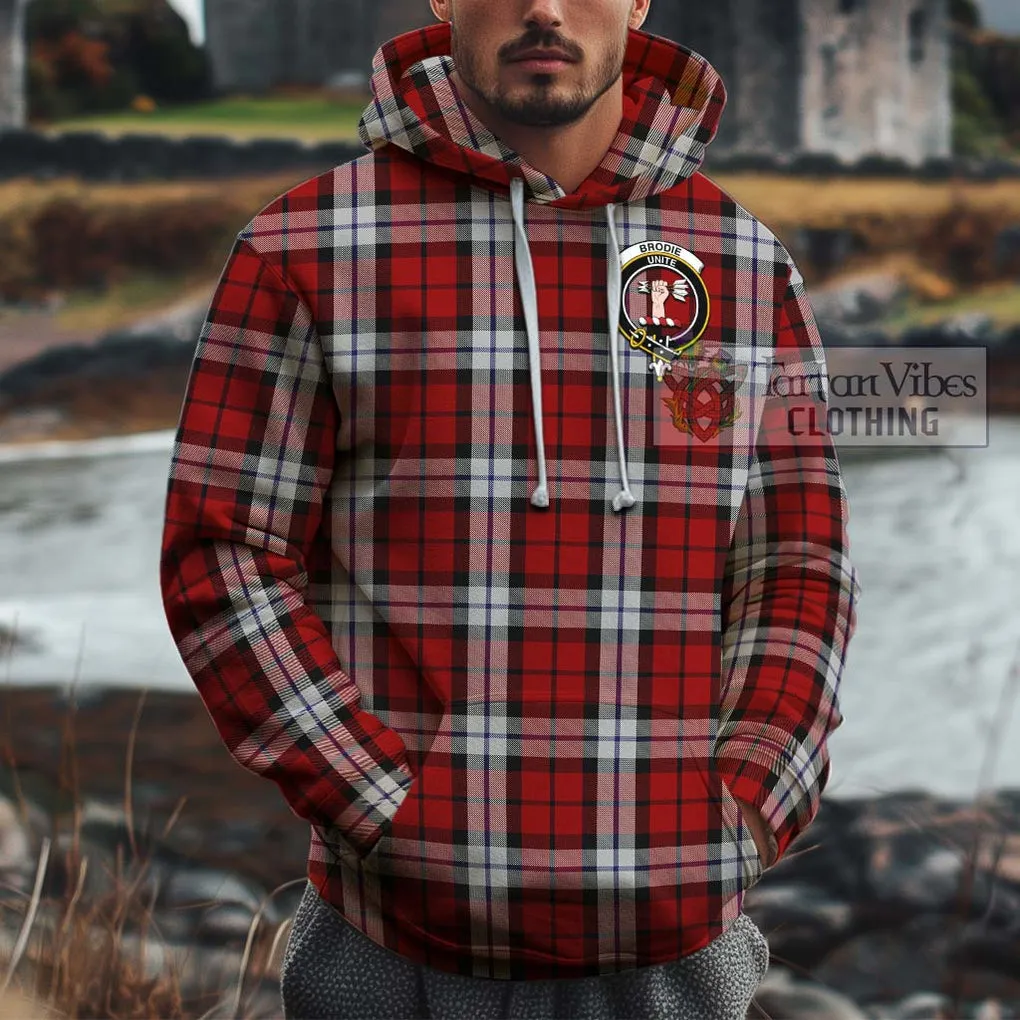 Brodie Dress Tartan Cotton Hoodie with Family Crest