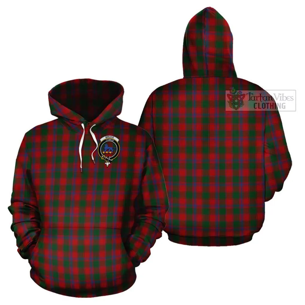 Bruce Old Tartan Cotton Hoodie with Family Crest