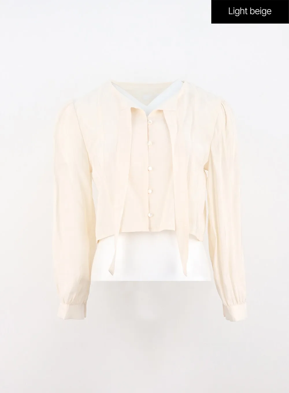 Buttoned Tie Collared Blouse OO327